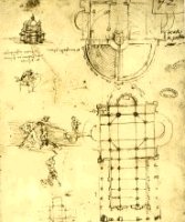 Studi di architettura. Codice B 52 recto. L. da Vinci, Disegni, ed. Futuro