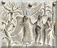 Una formella (cacciata dall'Eden) del portale di S. Zeno