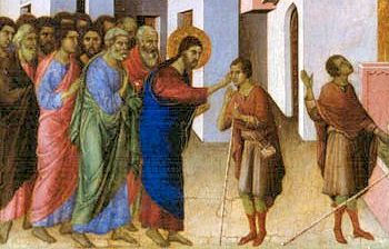 Guarigione del cieco, di Duccio da Buoninsegna