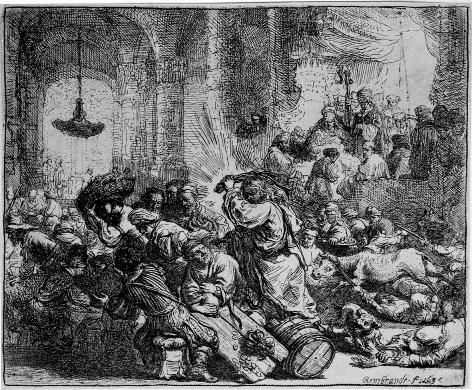 Rembrandt: Ges� scaccia i mercanti dal tempio