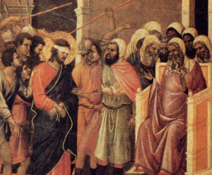 Duccio di Boninsegna, Maest�, Cristo percosso