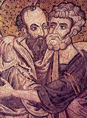 Abbraccio tra Pietro e Paolo, decorazione del Duomo di Monreale