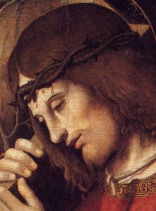 Marco Palmezzano, Cristo portacroce con un manigoldo (part.), Cesena
