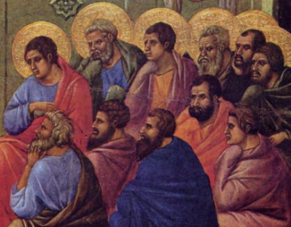 Duccio di Boninsegna, Ges� parla agli apostoli, part., Museo dell'Opera del Duomo, Siena