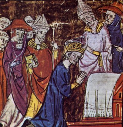 Leone III incorona imperatore Carlo Magno (miniatura del XV sec.)