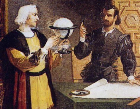Colombo discute col fisico Garcia Hernandez, amico del priore Juan Perez (Convento della Rabida)