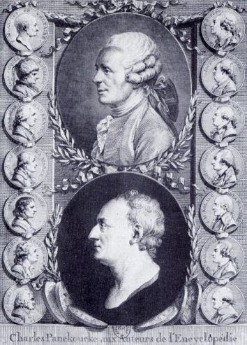 D'Alembert e Diderot. Nei 14 medaglioni altri collaboratori all'Enciclopedia
