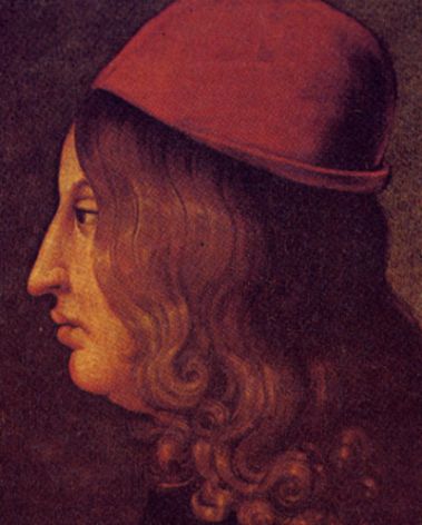 Pico della Mirandola, in un ritratto di anonimo, Firenze, Uffizi, Raccolta Gioviana)