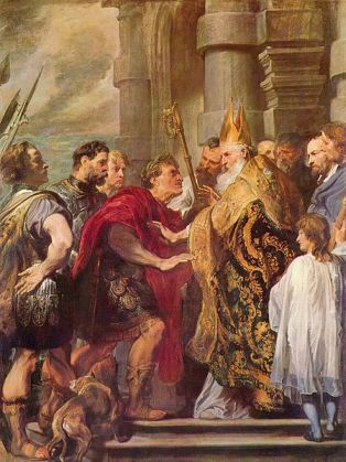 Sant'Ambrogio proibisce all'imperatore Teodosio I di entrare in chiesa (Anthony van Dyck)