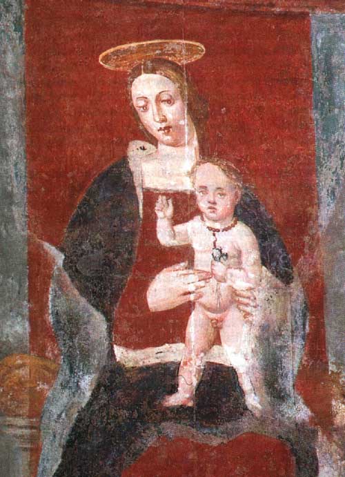 Madonna in trono con Bambino: abside della chiesa (affresco del 1500)