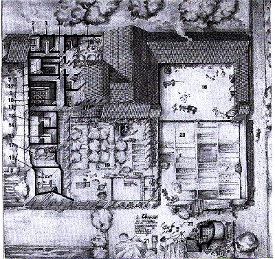 Ipotesi ricostruttiva di villa urbano-rustica (da Mutina 1989)