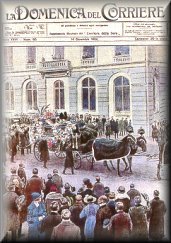 La copertina della Domenica del Corriere dedicata ai funerali di Puccini, a Bruxelles.