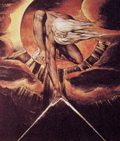Dio crea l'universo, acquerello di W. Blake (1757-1827)