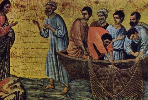 Duccio di Buoninsegna, Gesù risorto appare agli Undici sul lago di Galilea