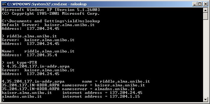 Nslookup inverso