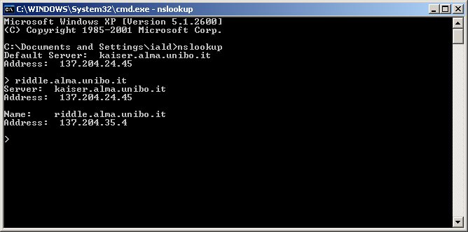 Nslookup diretto