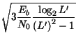 $\displaystyle \sqrt{3\frac{E_{b}}{N_{0}}\frac{\log _{2}L'}{\left( L'\right) ^{2}-1}}$