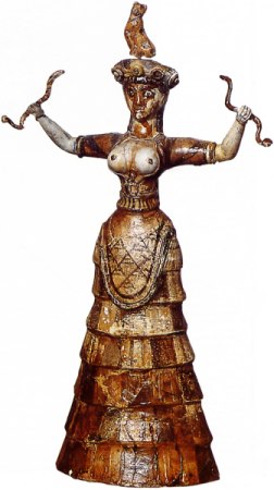 Dea dei serpenti in fayence, 1.500 a.C. (museo Heraklion)