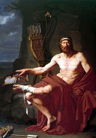 Filottete sull'isola di Lemno, dipinto a olio di Jean-Germain Drouais, 1788, Chartres, Muse des Beaux-Arts