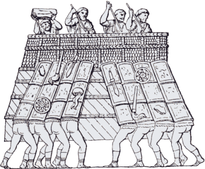 Testudo: soldati romani con gli scudi assediano una citt