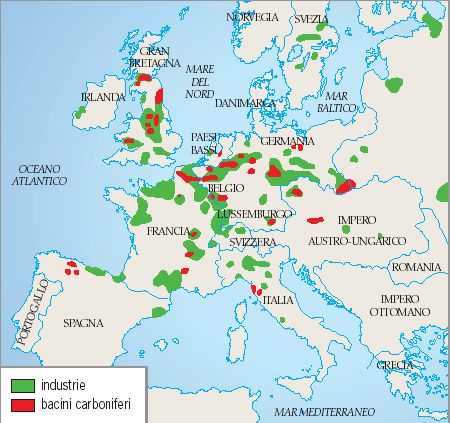Aree industrializzate in Europa nel 1875