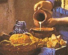 Vermeer, Donna che versa il latte (1658, part.)