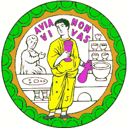 Fondo di coppa vitrea dorata cristiana, con interno di osteria.
