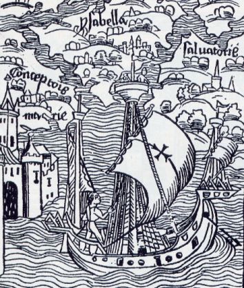 Isole scoperte e conquistate da Colombo nel corso del primo viaggio (xilografia del 1493-94)