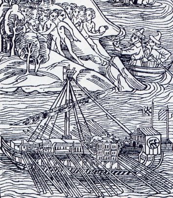 Lo sbarco a Hispaniola nel corso del primo viaggio (xilografia del 1493-94)